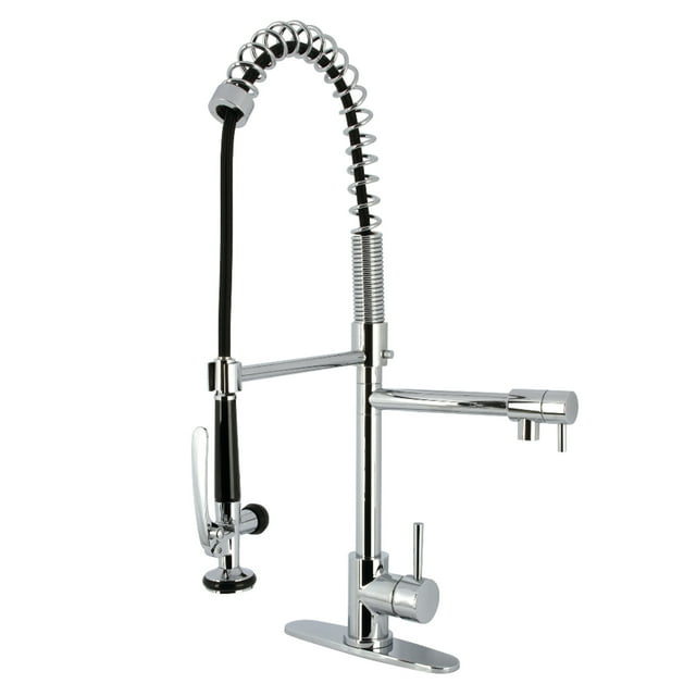 Kingston Brass LS8501DL Concord Single-Handle Deck-Mount Pre-Rinse Kitchen Faucet with Pot Filler, Polished Chrome