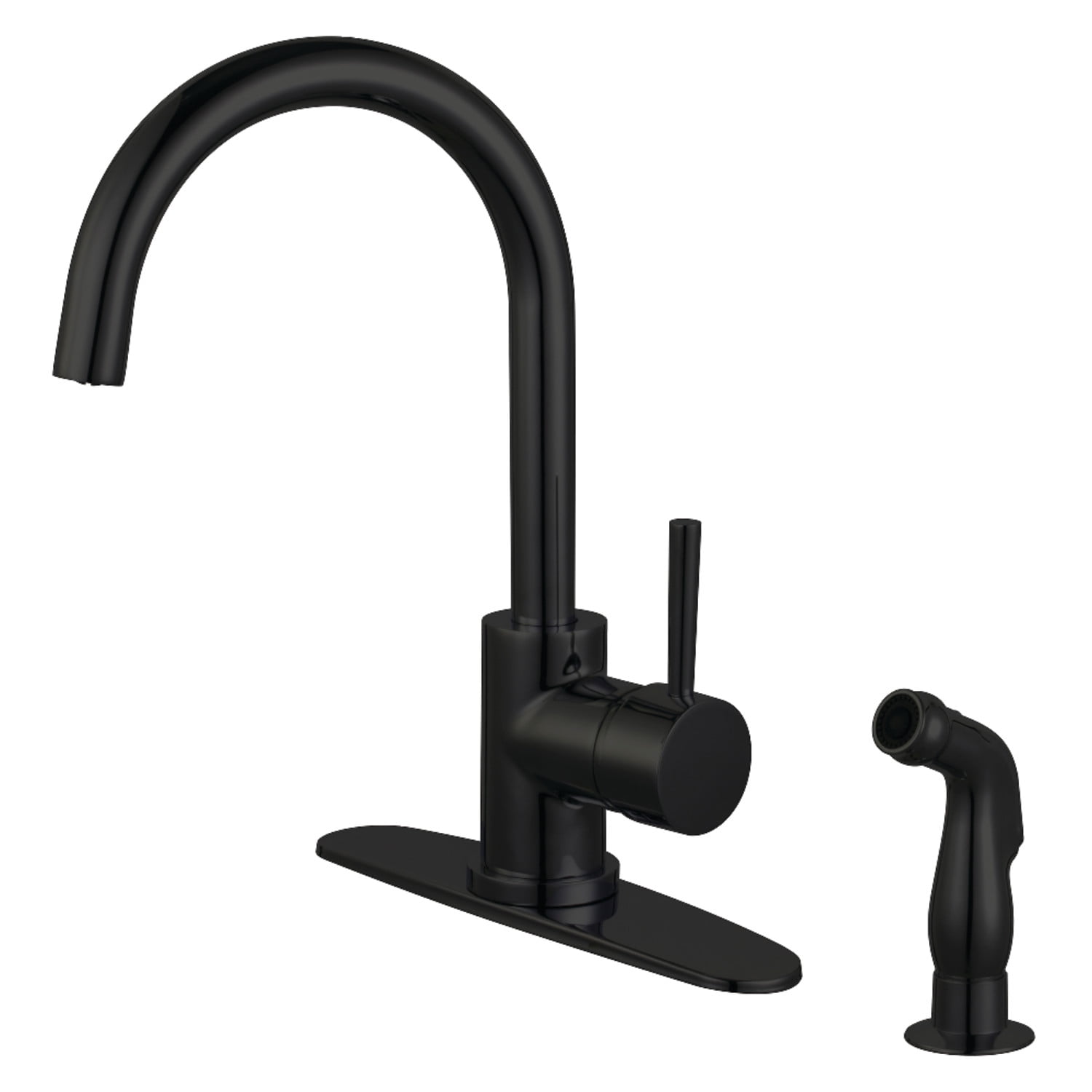 Kingston Brass LS8570DLSP Concord Single-Handle Kitchen Faucet with Side Sprayer, Matte Black