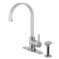 thumbnail image 1 of Kingston Brass LS8711CTLBS Continental Single-Handle Kitchen Faucet with Brass Sprayer, Polished Chrome, 1 of 5