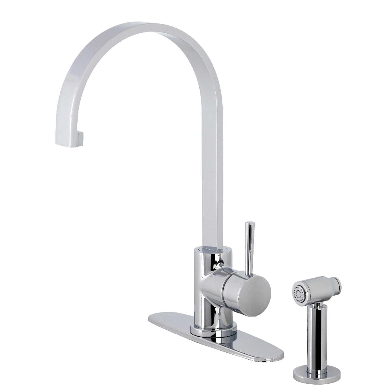 Kingston Brass LS8711DLBS Concord Single-Handle Kitchen Faucet with Brass Sprayer, Polished Chrome