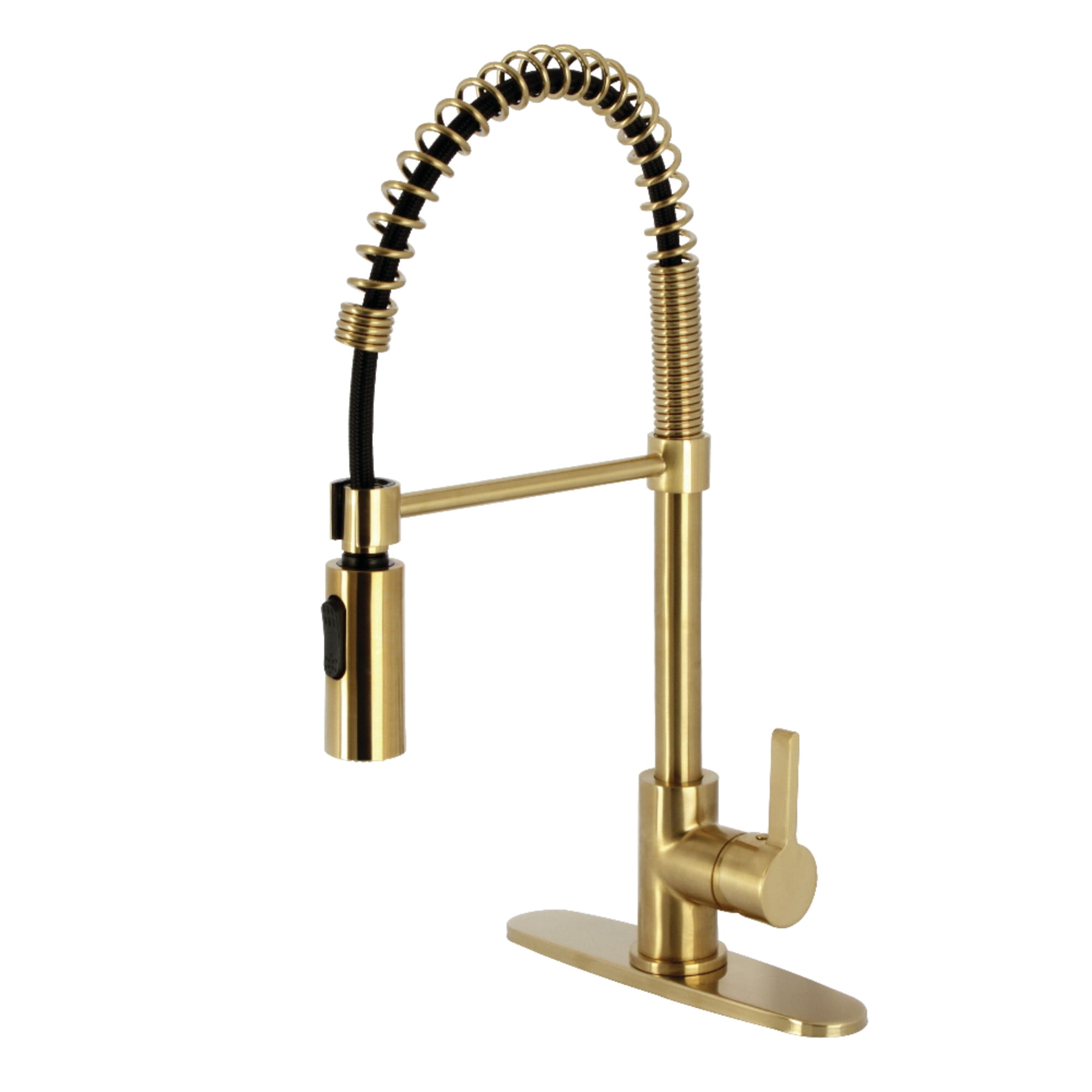 Gourmetier LS8773CTL Continental Single-Handle Deck-Mount Pre-Rinse Kitchen Faucet, Brushed Brass