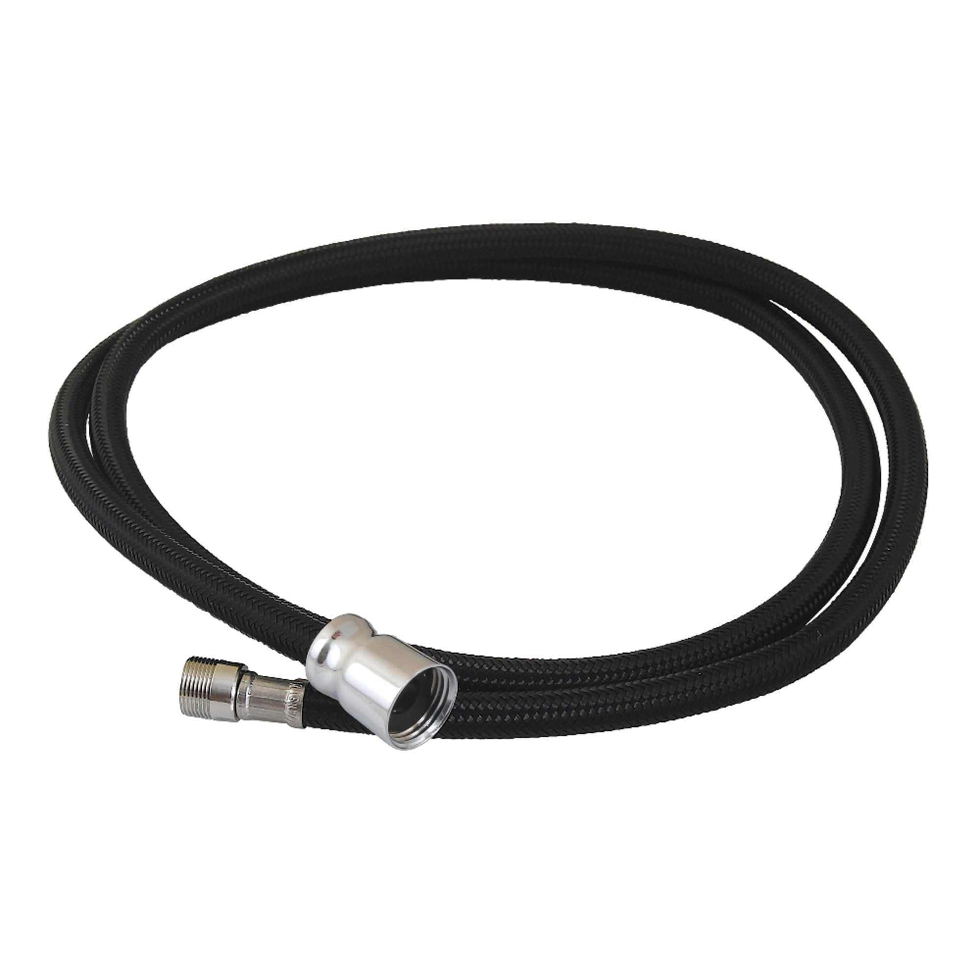 59-Inch Black Nylon Kitchen Spray Hose with Polished Chrome Fittings