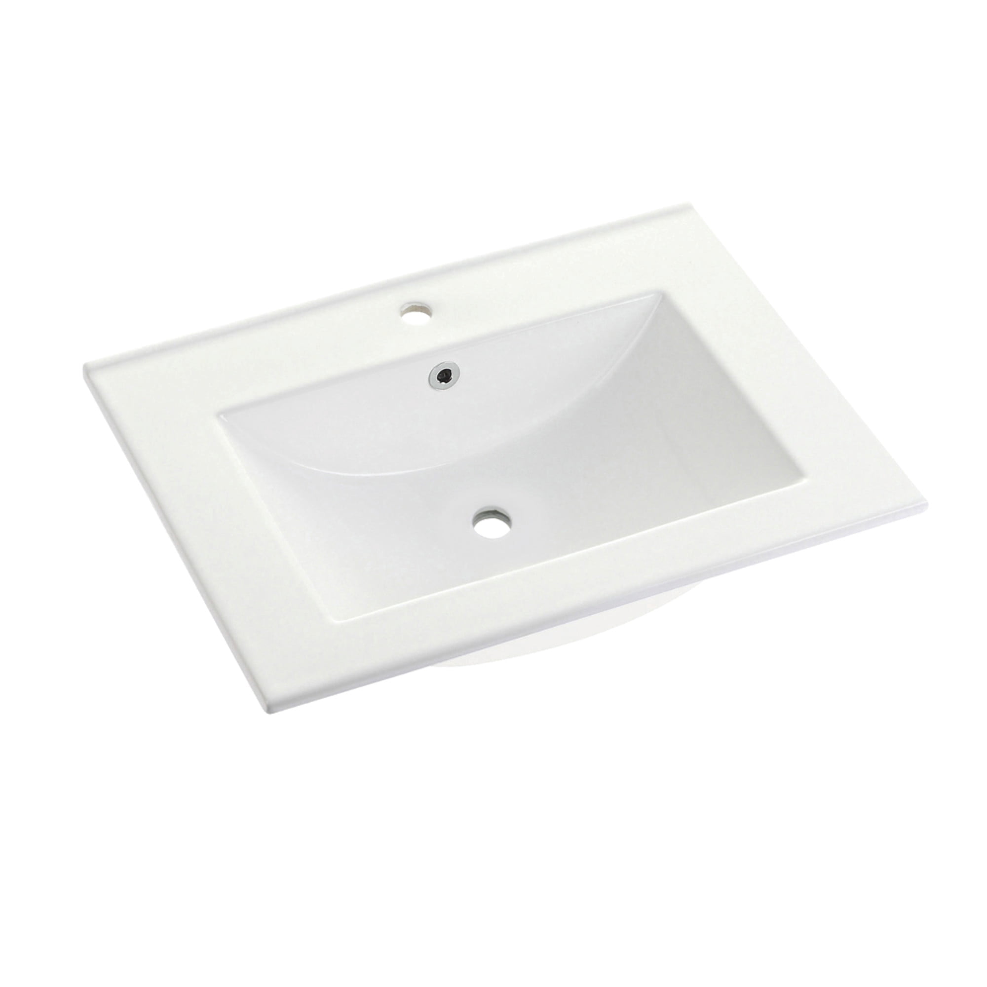 Fauceture LBT24187W1 Ultra Modern 24" X 18" Ceramic Vanity Top with Rectangular Sink (1 Hole), White