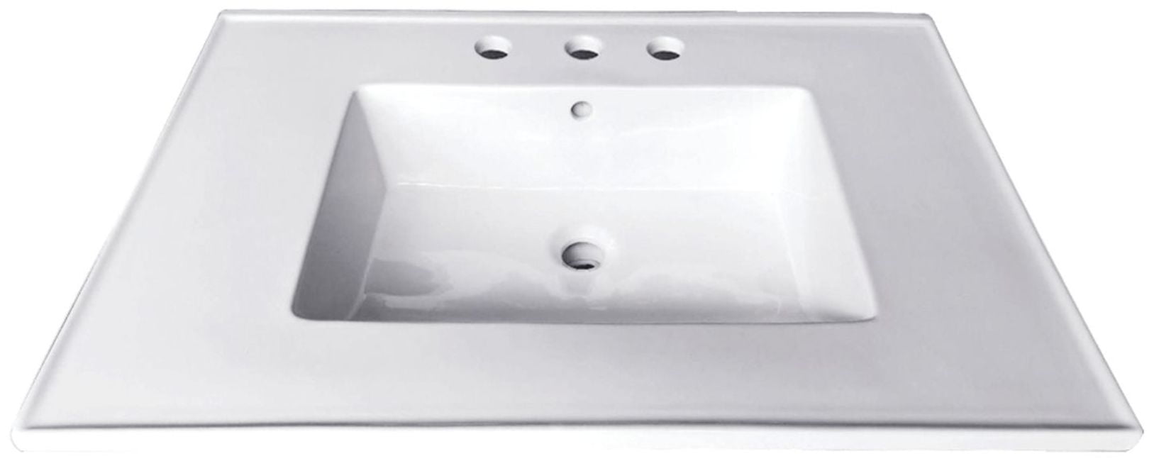 White 25-Inch Ceramic Vanity Sink Top with Glossy Finish
