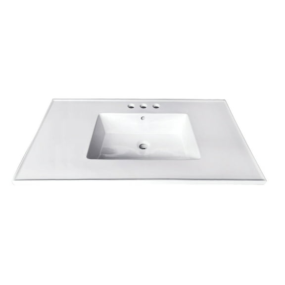 Fauceture Continental 31" x 22" White Ceramic Vanity Top with Rectangular Sink and 4" Faucet Drillings