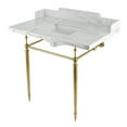thumbnail image 1 of Kingston Brass LMS3622M8SQ7 Habsburg 36" Carrara Marble Console Sink with Brass Legs (8-Inch, 3-Hole), Carrara Marble White/Brushed Brass, 1 of 8