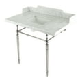 thumbnail image 1 of Kingston Brass LMS3622M8SQ6 Habsburg 36" Carrara Marble Console Sink with Brass Legs (8-Inch, 3-Hole), Carrara Marble White/Polished Nickel, 1 of 6