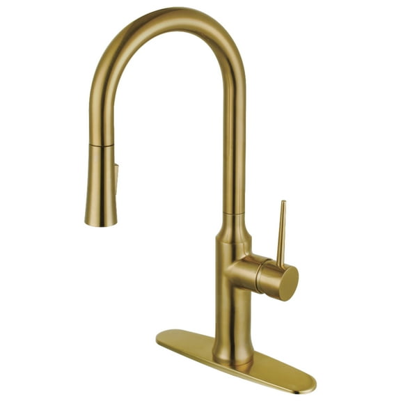Gourmetier LS2723NYL New York Single-Handle Pull-Down Kitchen Faucet, Brushed Brass