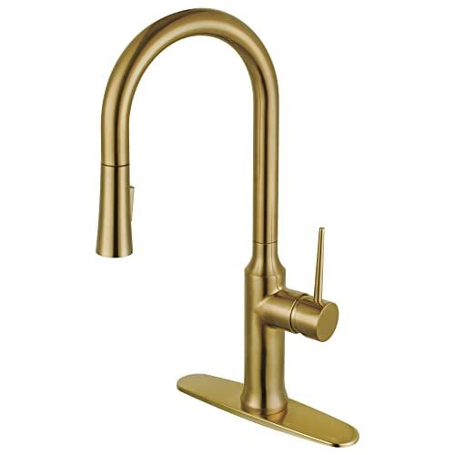 Brushed Brass Single-Handle Pull-Down Kitchen Faucet