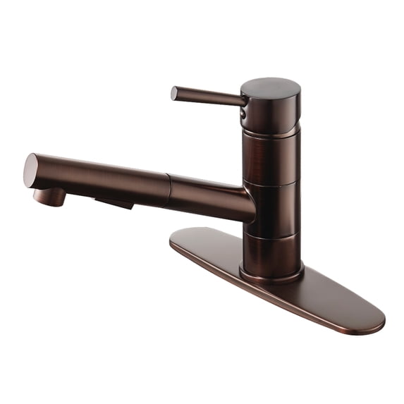 Kingston Brass LS8405DL Single-Handle 1-Hole Deck Mount Pull-Out Sprayer Kitchen Faucet in Oil Rubbed Bronze