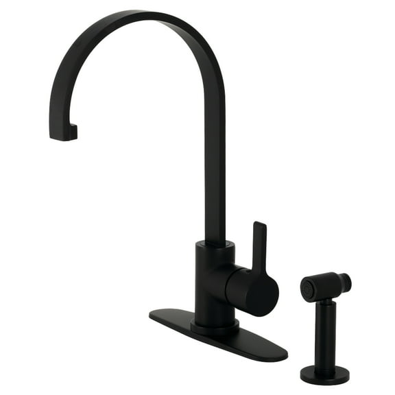 Kingston Brass LS8710CTLBS Continental Single-Handle Kitchen Faucet with Brass Side Sprayer, Matte Black