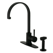 Kingston Brass LS8710DLBS Concord Single-Handle Kitchen Faucet with Brass Side Sprayer, Matte Black