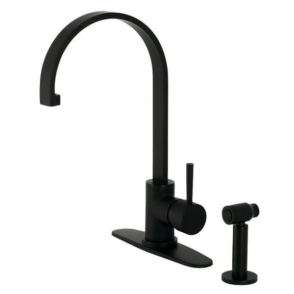 Kingston Brass LS8710DLBS Concord Single-Handle Kitchen Faucet with Brass Side Sprayer, Matte Black