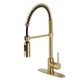 thumbnail image 1 of Gourmetier LS8773DL Concord Single-Handle Deck-Mount Pre-Rinse Kitchen Faucet, Brushed Brass, 1 of 8