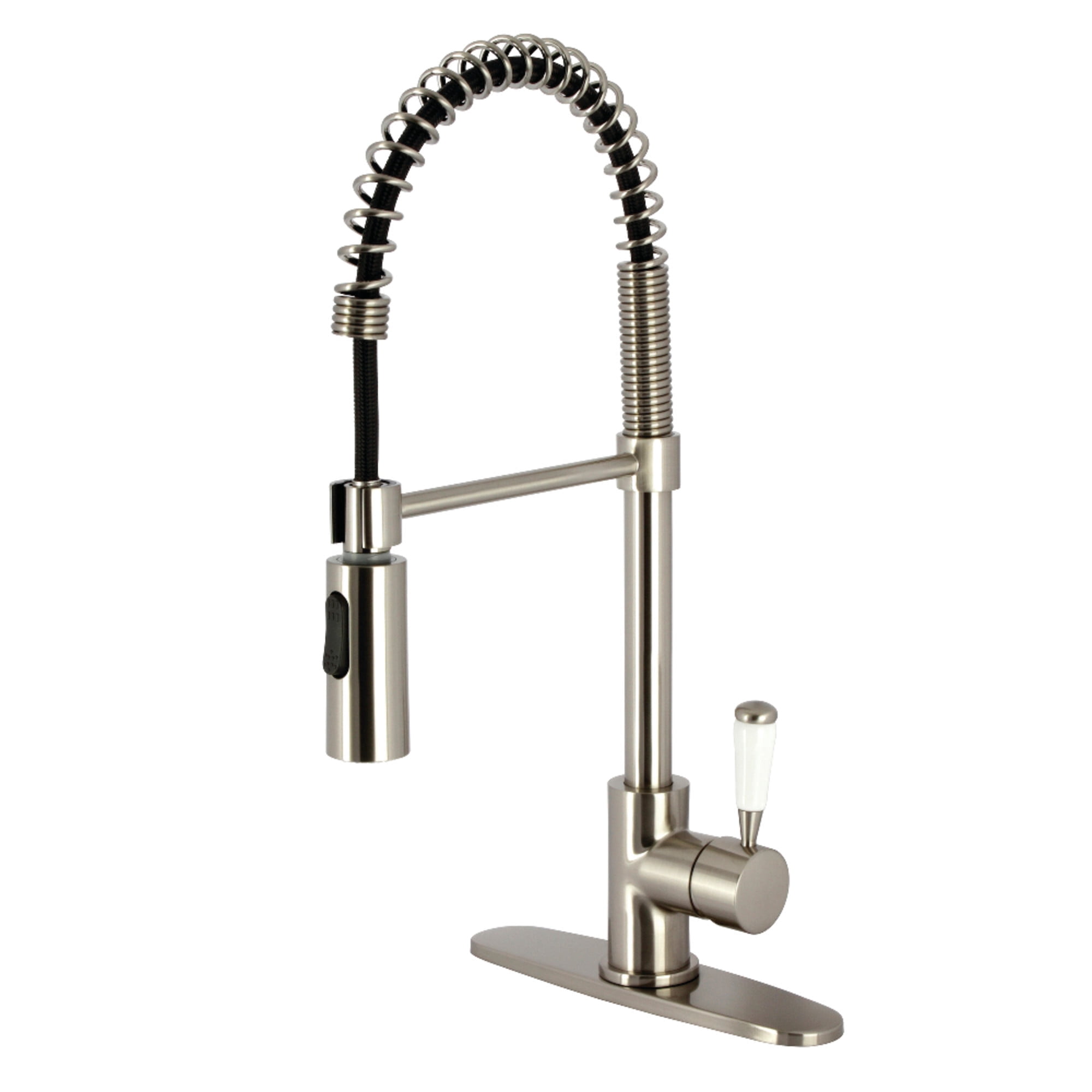 Gourmetier LS8778DPL Single-Handle Deck-Mount Pre-Rinse Kitchen Faucet, Brushed Nickel