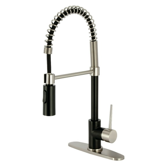 Gourmetier LS8779NYL New York Single-Handle Deck-Mount Pre-Rinse Kitchen Faucet, Matte Black/Brushed Nickel