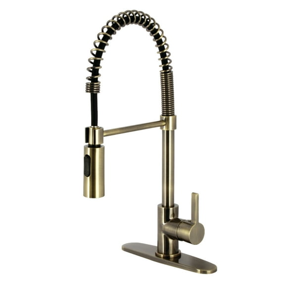 Gourmetier LS877CTLAB Continental Single-Handle Deck-Mount Pre-Rinse Kitchen Faucet, Antique Brass
