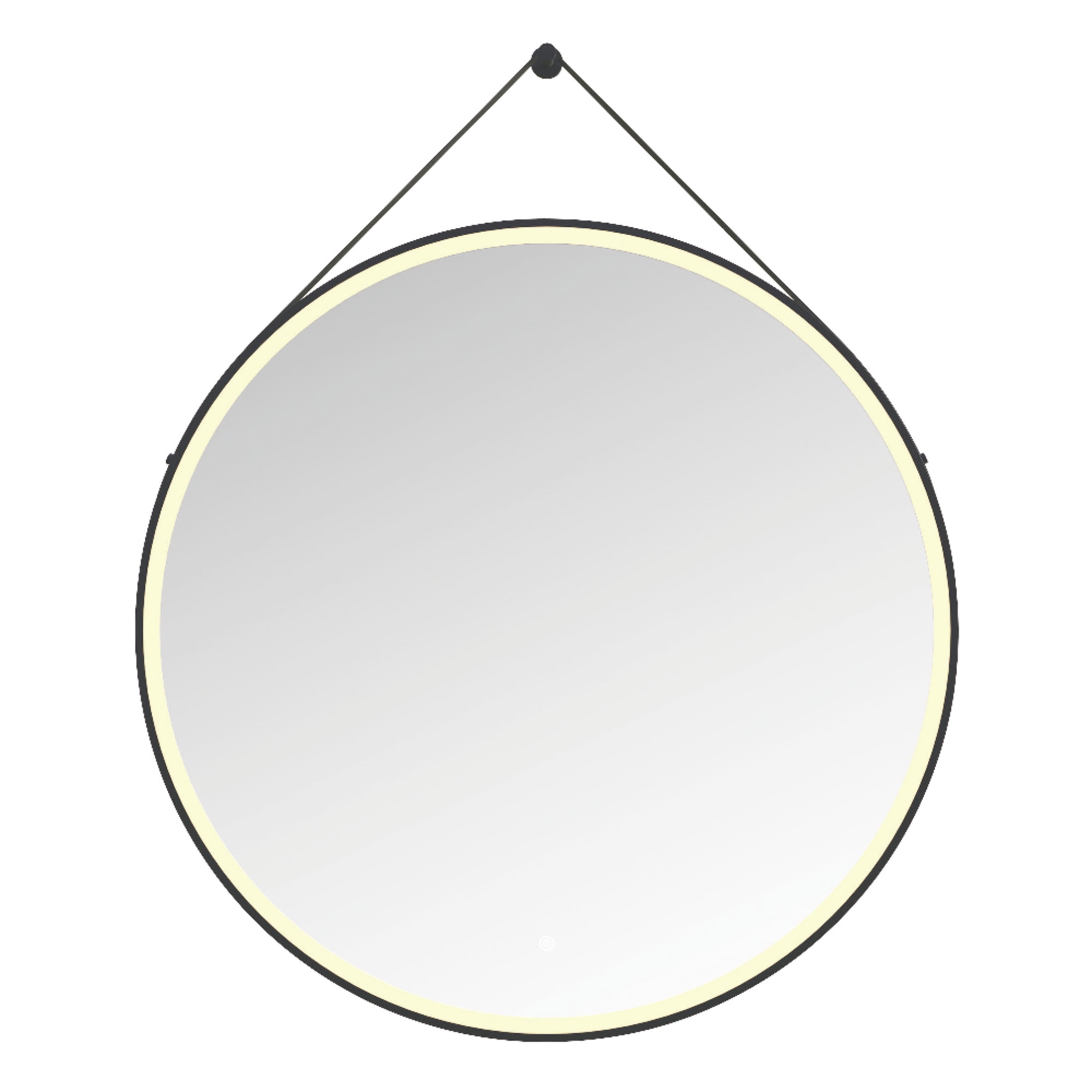 Kingston Brass MR1024040 Aurora 40-Inch Round LED Bathroom Mirror, Front Light, Anti-Fog, Dimmable Touch Sensor Lighted Mirror in Silver/Matte Black