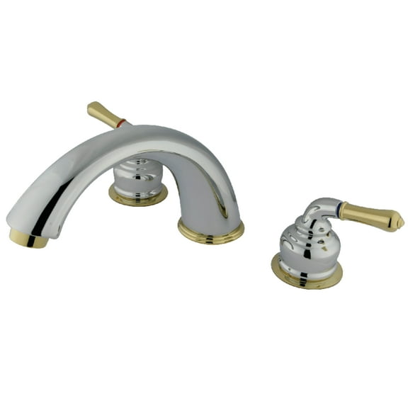 Kingston Brass KC364 Magellan Two-Handle Deck Mount Roman Tub Faucet, Polished Chrome/Polished Brass
