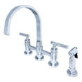 thumbnail image 1 of Kingston Brass KS8261CMLBS Manhattan Bridge Kitchen Faucet with Brass Side Sprayer, Polished Chrome, 1 of 4