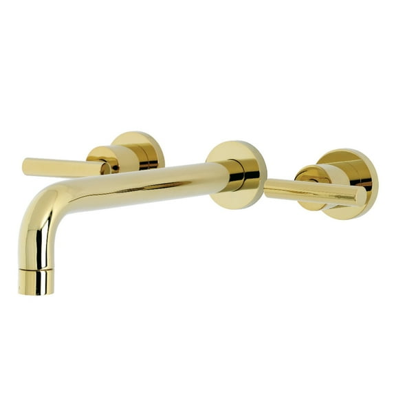 Kingston Brass Manhattan 3-Hole Wall Mount Roman Tub Faucet Polished Brass Polished