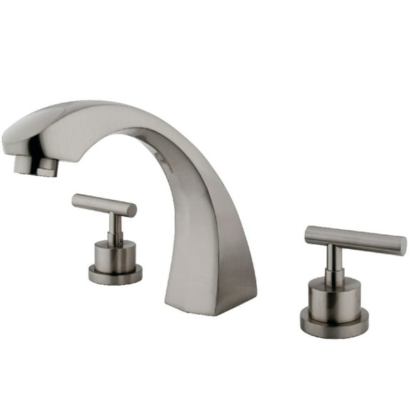 Kingston Brass KS4368CML Manhattan Two-Handle Deck Mount Roman Tub Faucet, Brushed Nickel
