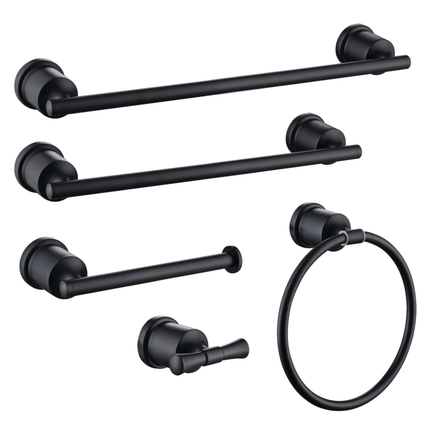 Matte Black Stainless Steel 5-Piece Bathroom Hardware Set