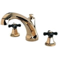 thumbnail image 1 of Kingston Brass  Metropolitan Onyx Roman Tub Filler with Black Porcelain Cross Handle Cross Handle, Polished Brass, 1 of 1