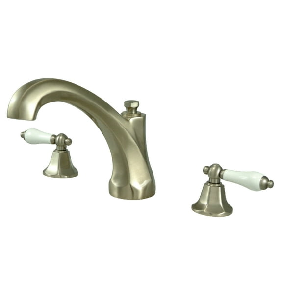 Kingston Brass KS4328PL Metropolitan Two-Handle Deck Mount Roman Tub Faucet, Brushed Nickel