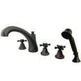 thumbnail image 1 of Kingston Brass KS43255BX Metropolitan 5-Piece Roman Tub Faucet with Hand Shower, Oil Rubbed Bronze, 1 of 4