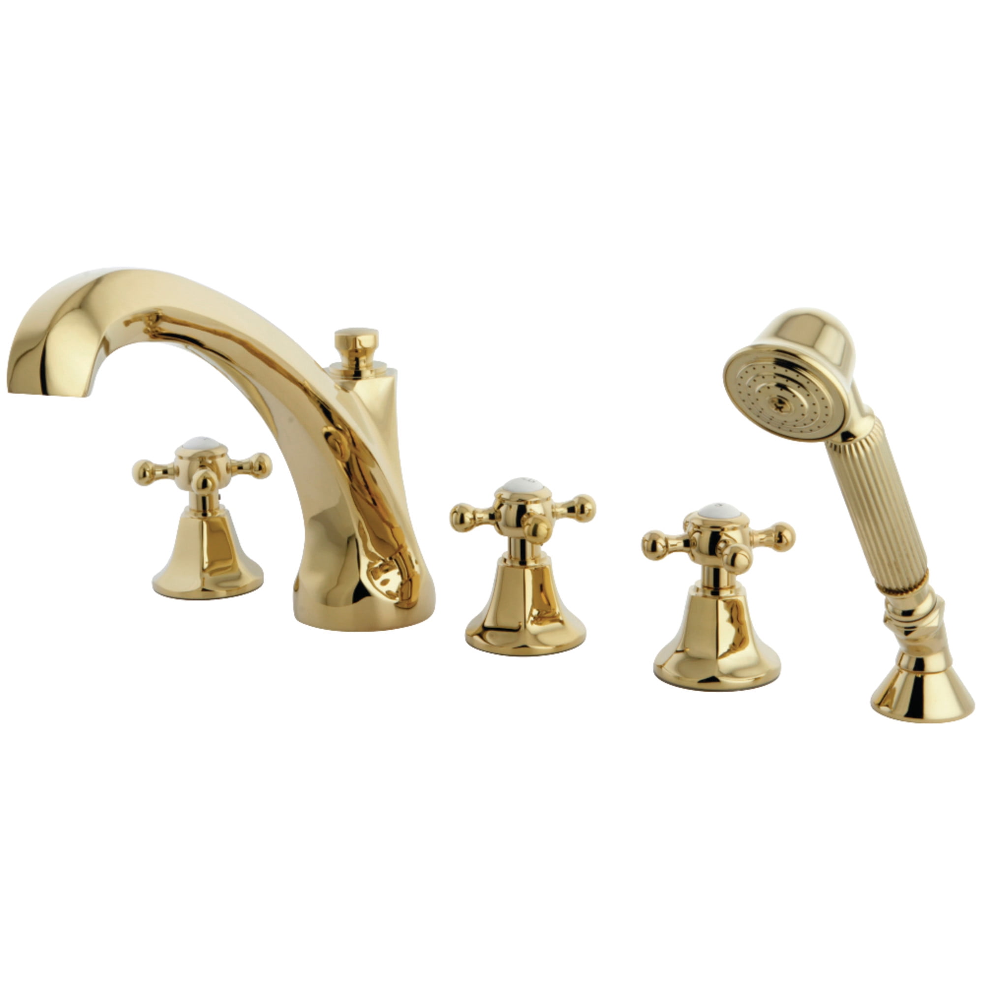 Kingston Brass KS43225BX Metropolitan 5-Piece Roman Tub Faucet with Hand Shower, Polished Brass