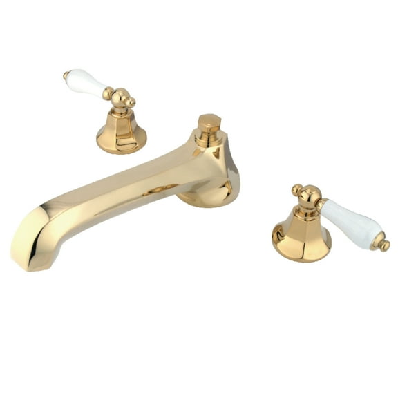 Kingston Brass KS4302PL Metropolitan Two-Handle Deck Mount Roman Tub Faucet, Polished Brass