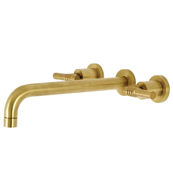 Kingston Brass KS8057ML Milano Two-Handle 3-Hole Wall Mount Roman Tub Faucet in Brushed Brass