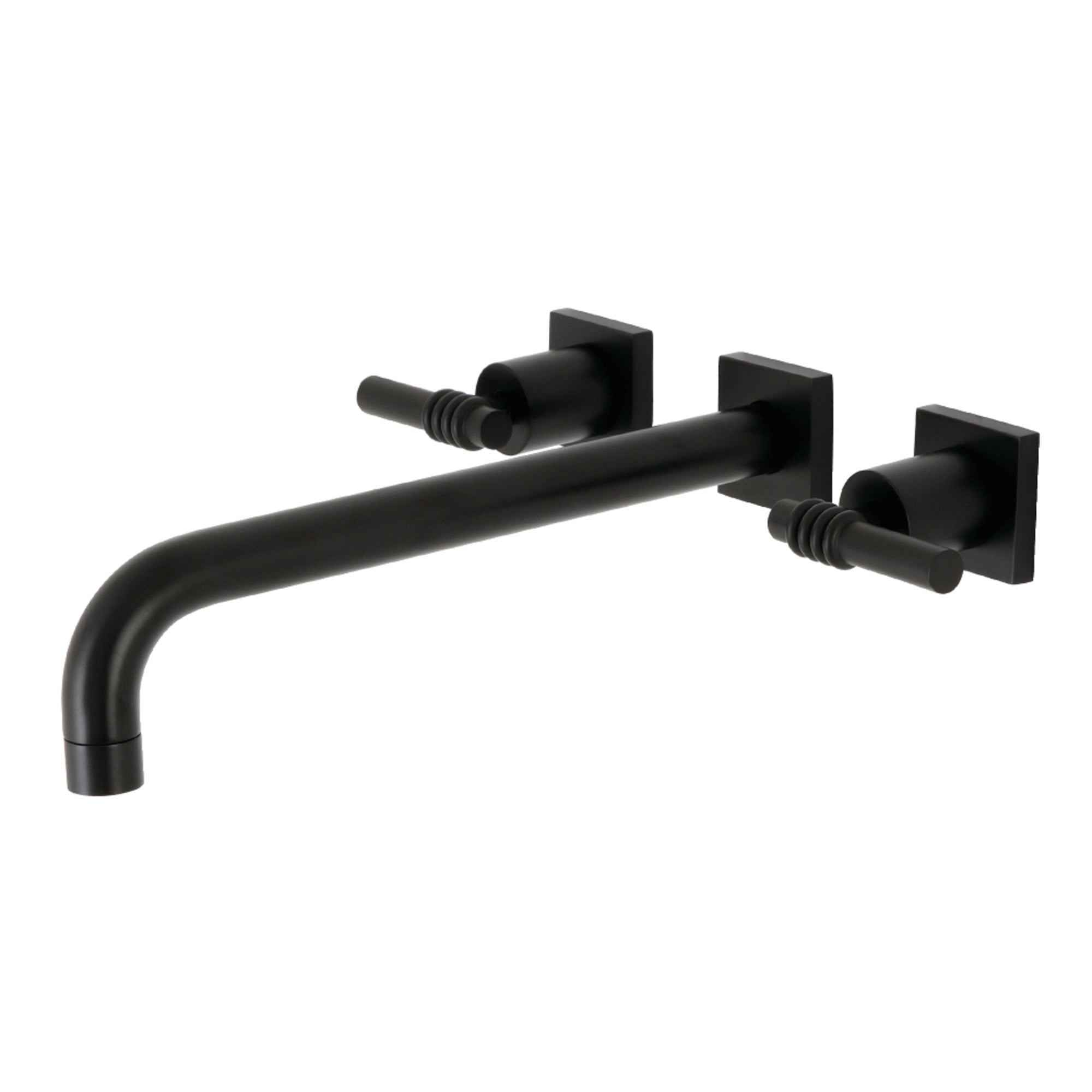 Kingston Brass KS6050ML Milano Two-Handle 3-Hole Wall Mount Roman Tub Faucet in Matte Black