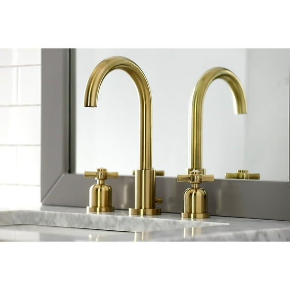 Kingston Brass Millennium 8 in. Widespread Bathroom Faucet Brushed Brass Brushed