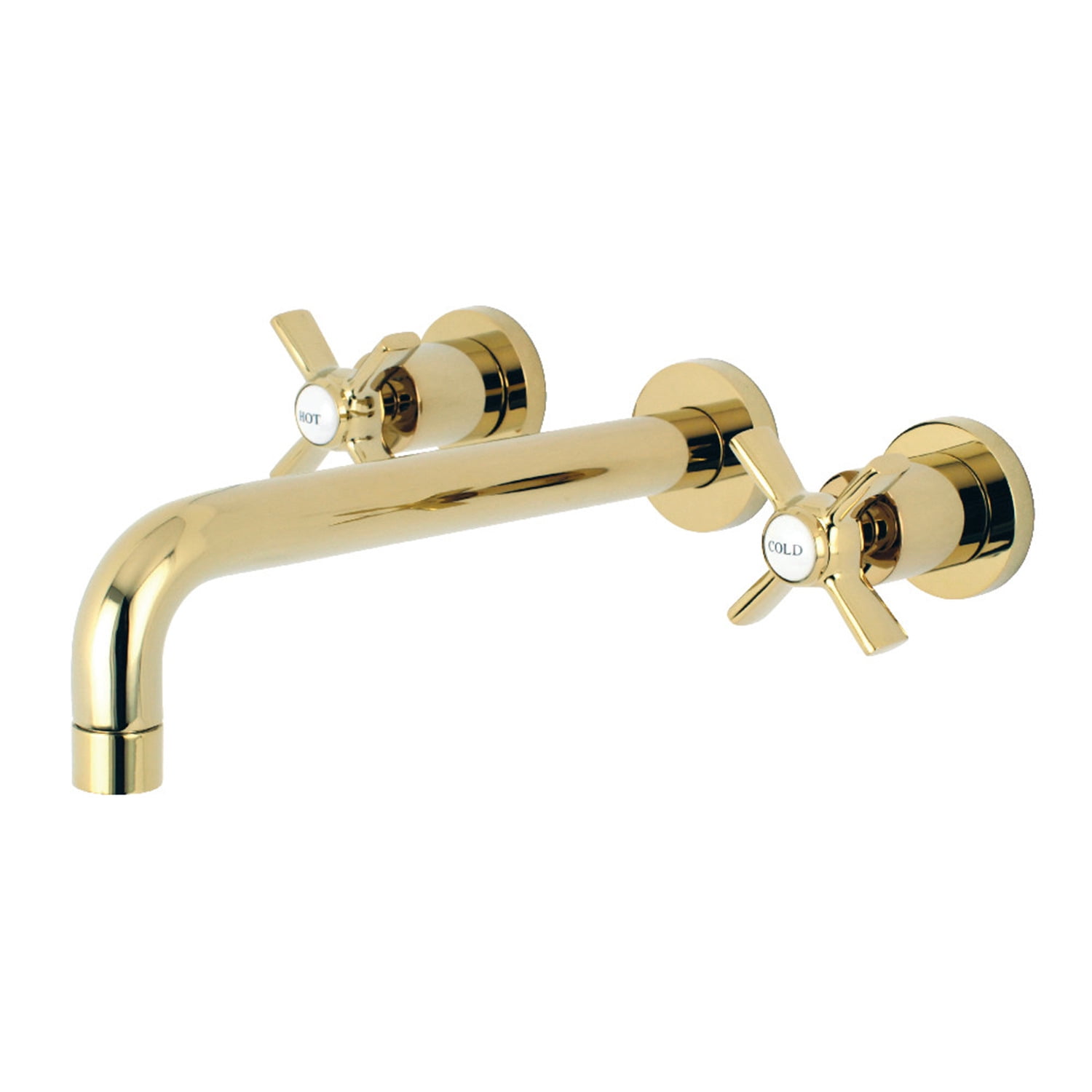 Polished Brass Dual Handle Wall Mount Tub Faucet