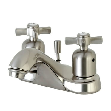 Kingston Brass Millennium FB5628ZX 4" Centerset Lavatory Faucet with Retail Pop-up Drain, Satin Nickel