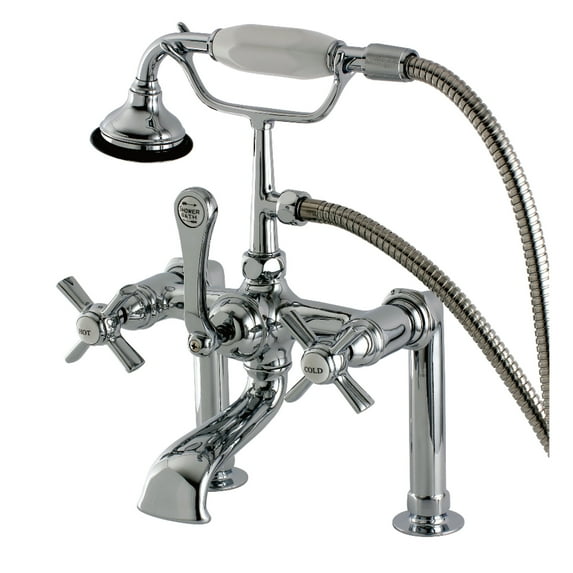 Aqua Vintage AE104T1ZX Millennium 7" Center Deck-Mount Clawfoot Tub Faucet with Hand Shower, Polished Chrome