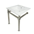 thumbnail image 1 of Kingston Brass KVPB25228Q6 Monarch 25" Ceramic Console Sink with Stainless Steel Legs (8-Inch, 3-Hole), White/Polished Nickel, 1 of 5