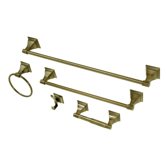 Kingston Brass Monarch Bathroom Accessory Set, Antique Brass, 5-Piece Wall Mounted Towel Holders