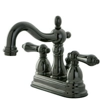 NB1600AL Water Onyx 4 in. Deck Mount Lavatory Faucet with ABS/Brass Pop-up Drain, Black Nickel