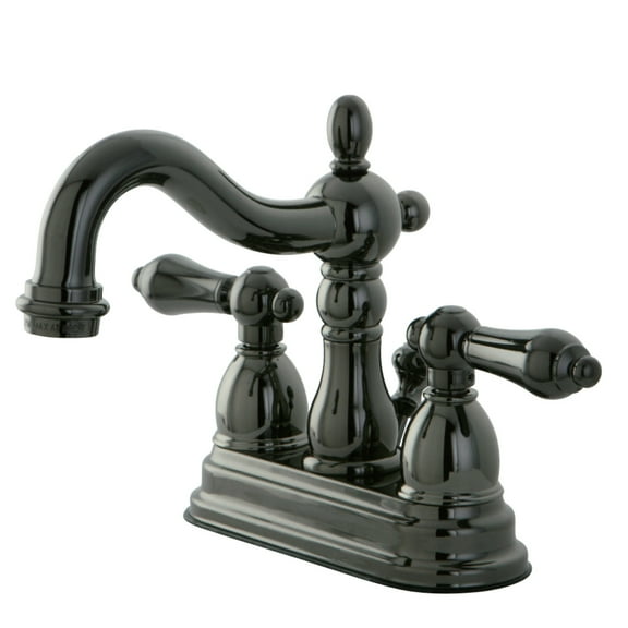 NB1600AL Water Onyx 4 in. Deck Mount Lavatory Faucet with ABS/Brass Pop-up Drain, Black Nickel