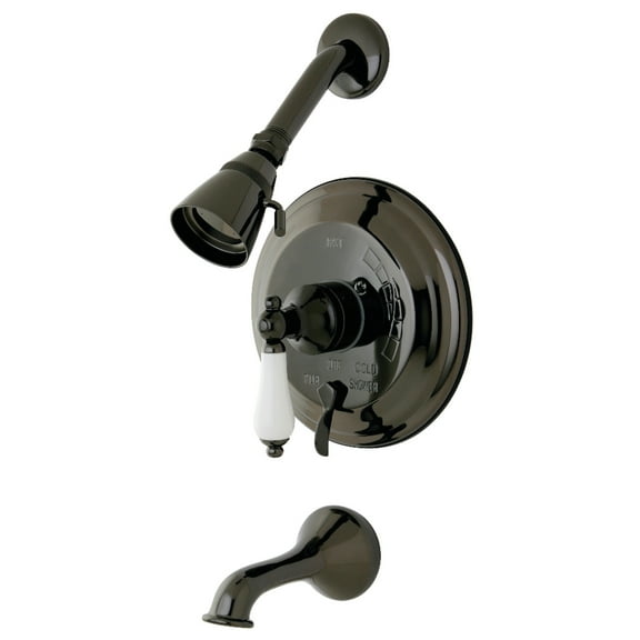 Kingston Brass NB36300PL Water Onyx Pressure Balanced Tub & Shower Faucet, Black Stainless Steel