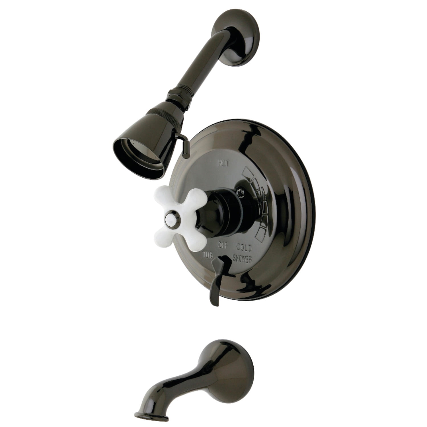 Kingston Brass NB36300PX Water Onyx Pressure Balanced Tub and Shower Faucet, Black Stainless Steel