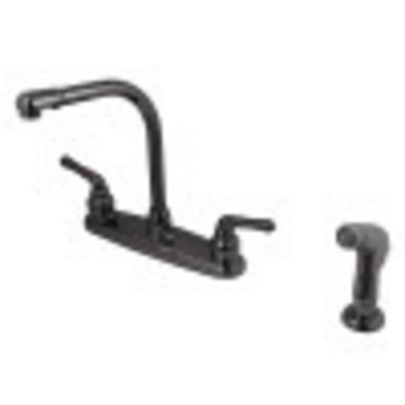 Kingston Brass NB750SP Water Onyx Centerset Kitchen Faucet, Black Stainless Steel