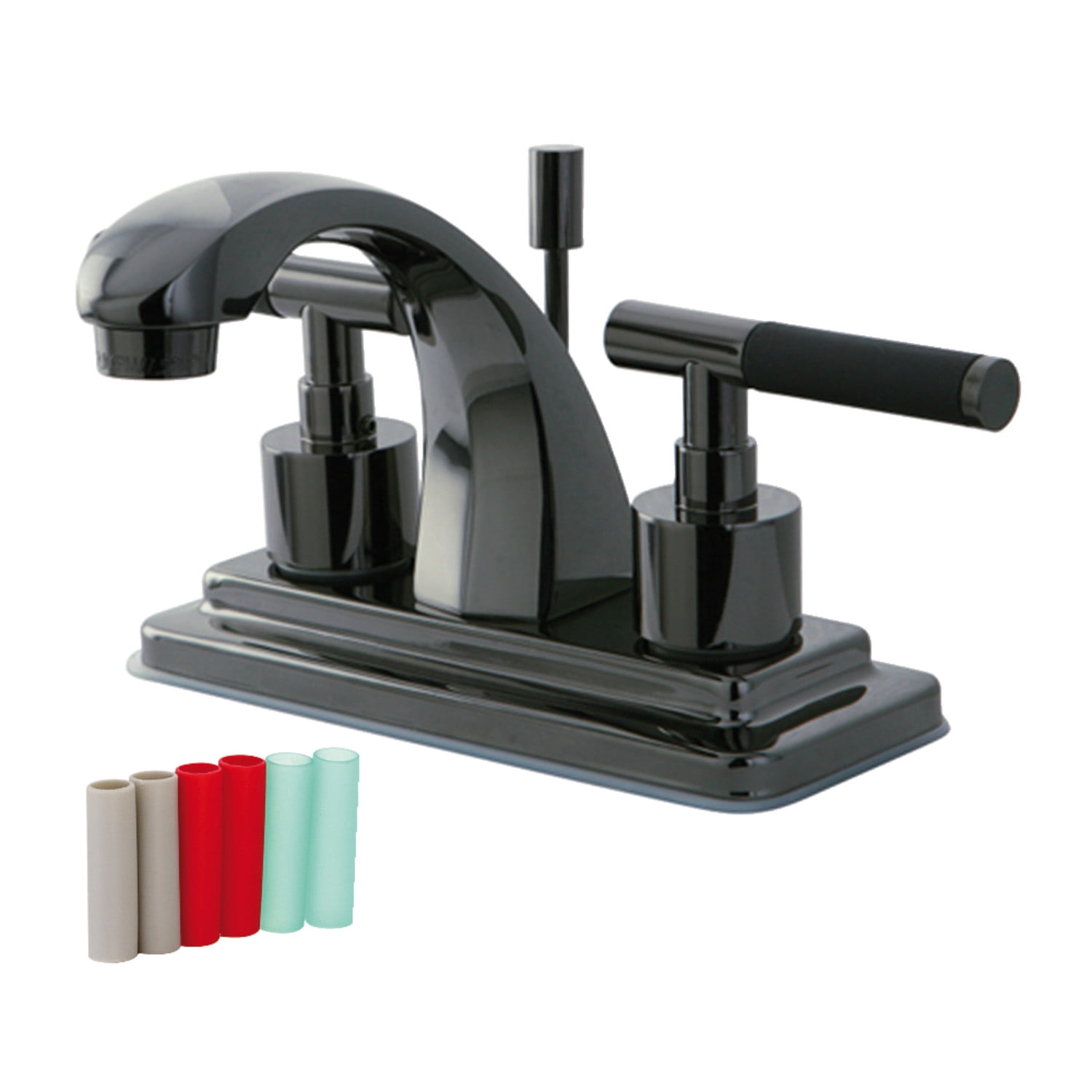 Kingston Brass NS4640DKL 4 in. Centerset Bathroom Faucet, Black Stainless Steel