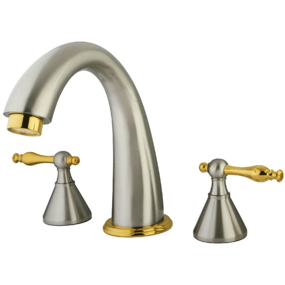 Kingston Brass KS2369NL Naples Two-Handle Deck Mount Roman Tub Faucet, Brushed Nickel/Polished Brass