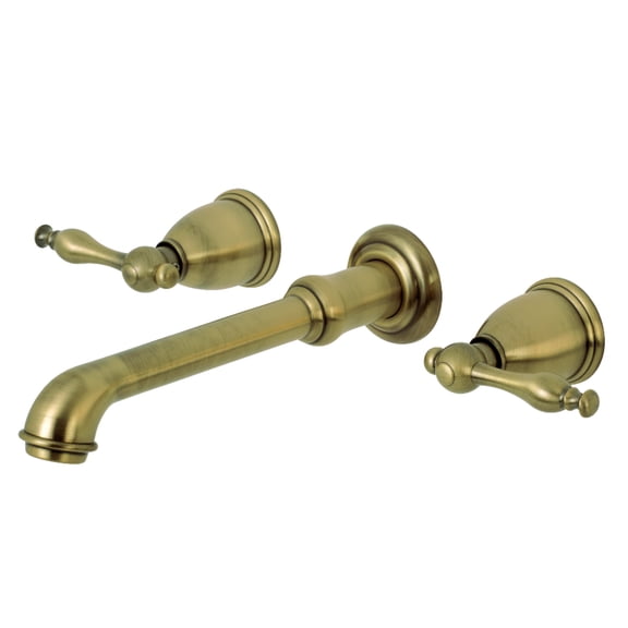 Kingston Brass KS7023NL Naples Two-Handle Wall Mount Roman Tub Faucet, Antique Brass