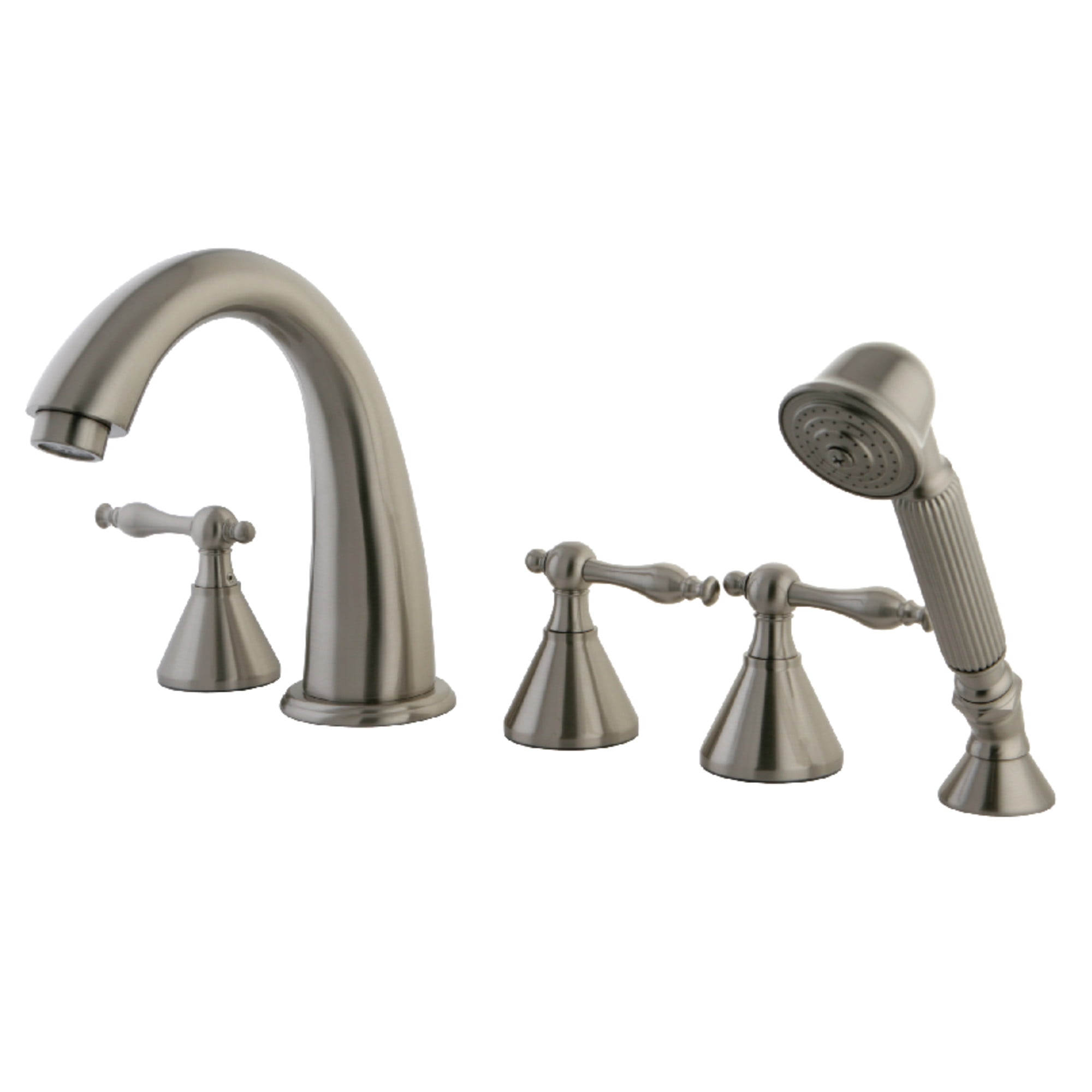Kingston Brass KS23685NL Naples 5-Piece Roman Tub Faucet with Hand Shower, Brushed Nickel