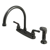 Kingston Brass NB790SP Water Onyx Two Handle Centerset Kitchen Faucet and Matching Side Sprayer, Black Nickel